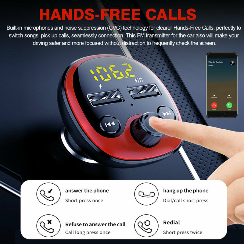 Wireless Bluetooth Car FM Transmitter MP3 Player Adapter Kit USB Charger