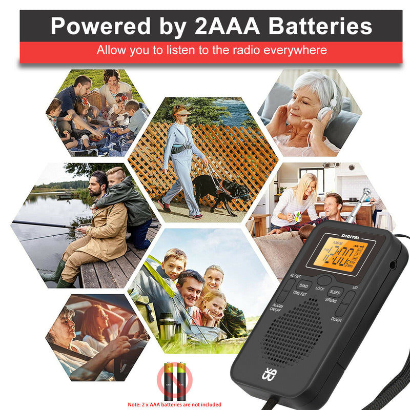 AM FM Radio Battery Operated Portable Pocket Auto-Search Emergency