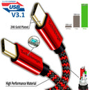 Super Speed USB V3.1 (3ft/6ft) (USB C to USB C) Cable Type C Nylon Braided (RED)