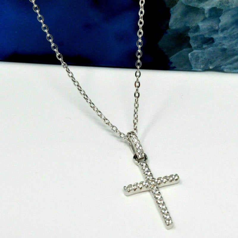 REAL SOLID SILVER 925 Classic Sterling Silver Necklace & Pendant  Cross-098
