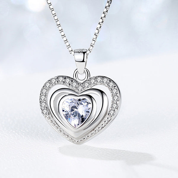 REAL SOLID SILVER 925 Classic Sterling Silver Necklace & Pendant Heart-055
