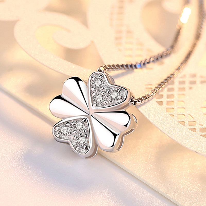 REAL SOLID SILVER 925 Classic Sterling Silver Necklace & Pendant Clover-079