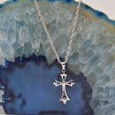 REAL SOLID SILVER 925 Classic Sterling Silver Necklace & Pendant Cross-097