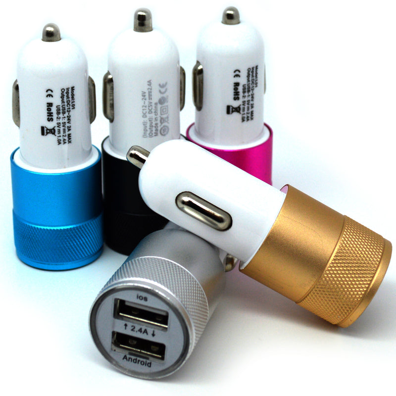 ( 2 USB Ports ) Metal USB-A Car Charger adapter (10W / 2A)