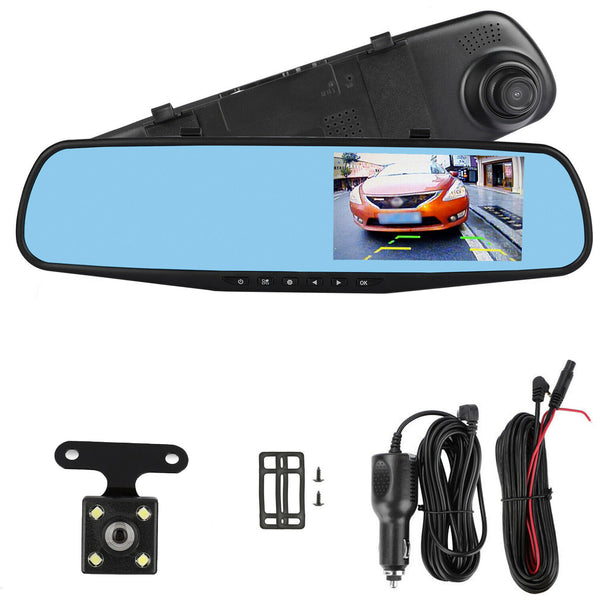 1080P Rearview Mirror Car DVR Dual Dash Cam Camera Front Rear HD Video Recorder