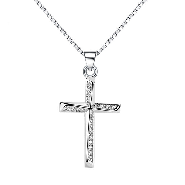 REAL SOLID SILVER 925 Classic Sterling Silver Necklace & Pendant Cross-021