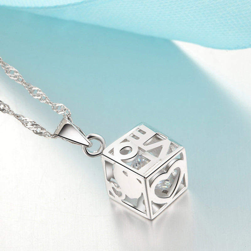 REAL SOLID SILVER 925 Classic Sterling Silver Necklace & Pendant Love Box-051