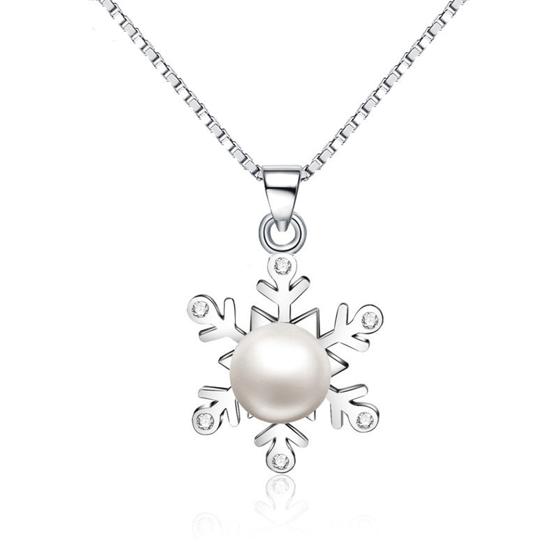 REAL SOLID SILVER 925 Classic Sterling Silver Necklace & Pendant Snowflake-017