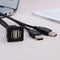 DUAL Plug USB Male AUX Flush Mount Car Boat Motorcycle Mount Extension Cable