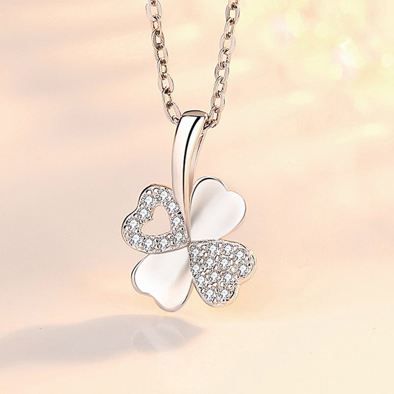 REAL SOLID SILVER 925 Classic Sterling Silver Necklace & Pendant Leaf Clover-083