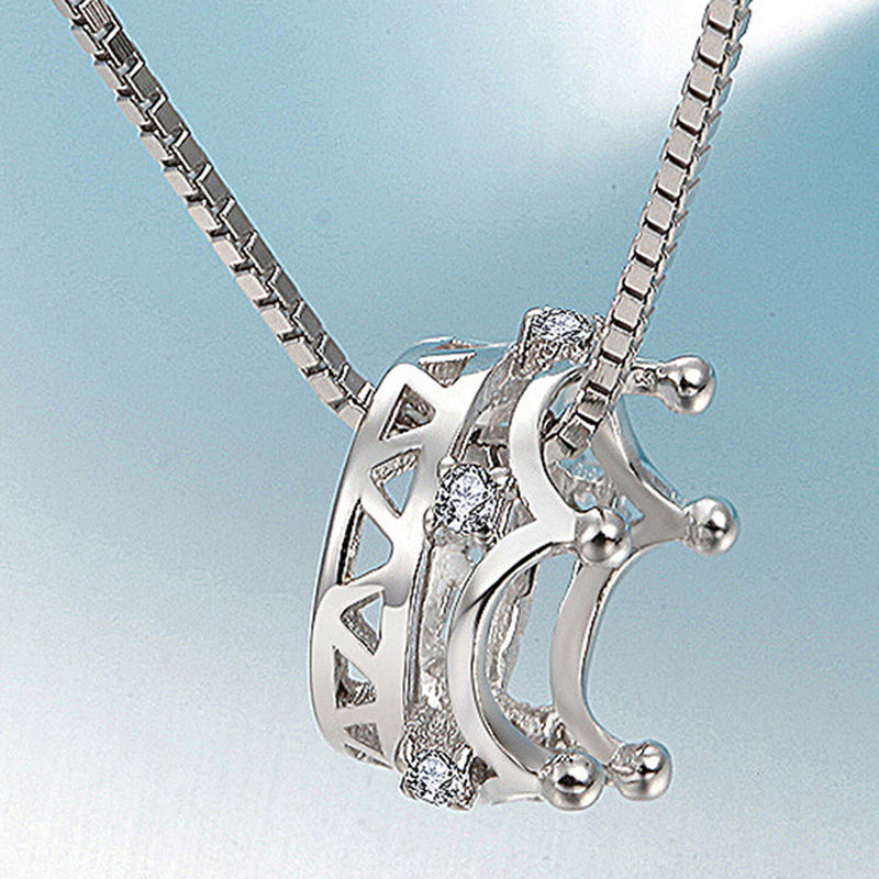 REAL SOLID SILVER 925 Classic Sterling Silver Necklace & Pendant Crown-031