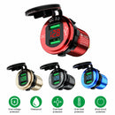 Dual QC 3.0 USB Fast Charger Socket Outlet For Car w/ LED Digital Voltmeter