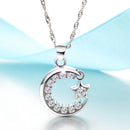 REAL SOLID SILVER 925 Classic Sterling Silver Necklace & Pendant Moon-Star-024