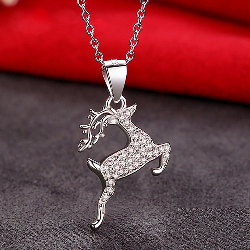 REAL SOLID SILVER 925 Classic Sterling Silver Necklace & Pendant deer -016