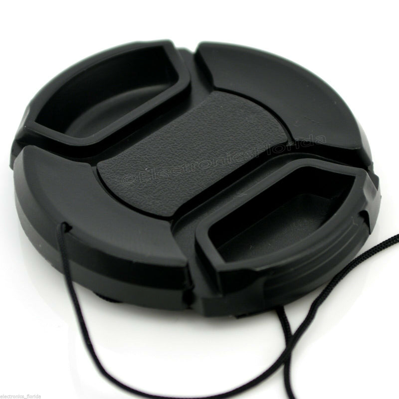 82mm Lens Cap center pinch snap on Front Cover string for Canon Sony -e165
