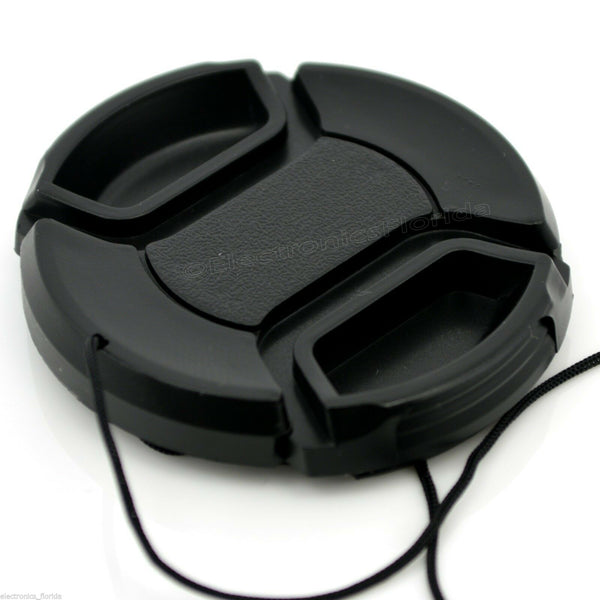 77mm Lens Cap center pinch snap on Front Cover string for Canon Sony