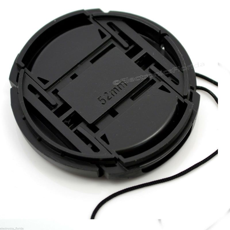 52mm Lens Cap center pinch snap on Front Cover string for Canon Sony -e160