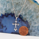 REAL SOLID SILVER 925 Classic Sterling Silver Necklace & Pendant Cross-097