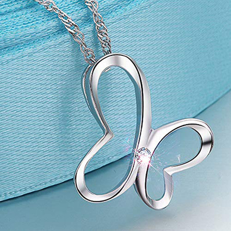 REAL SOLID SILVER 925 Classic Sterling Silver Necklace & Pendant Butterfly-001