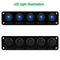 Car Marine Boat 5 Gang Waterproof Circuit Rocker Switch Panel Breaker (BLUE LED)