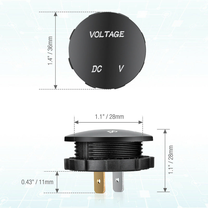 12V-24V LED Digital Voltmeter  for Car, Marine, Motorcycle