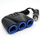 3 Way USB Car Charger,12V Power Adapter Plug,Cigarette Lighter Socket Splitter