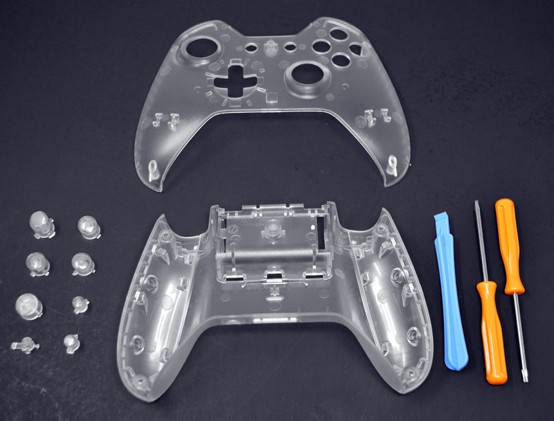 Xbox One Controller 3.5mm aux Custom Clear Shell & Buttons Kit Parts Housing Mod