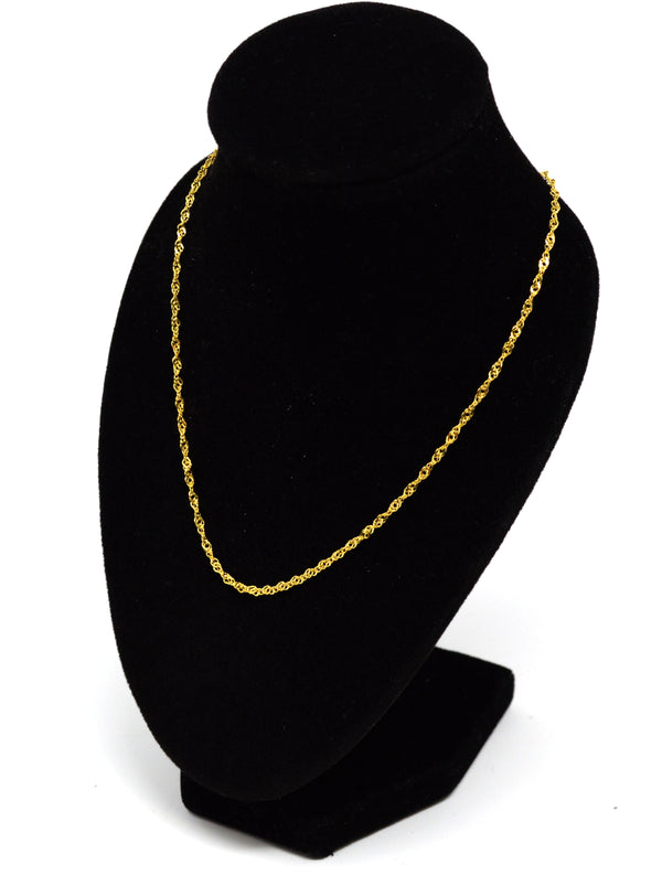 14k Gold over .925 Sterling Silver Chain Necklace Italy Jewel Vermeil (Width-1.4mm) (Water Wave Model)