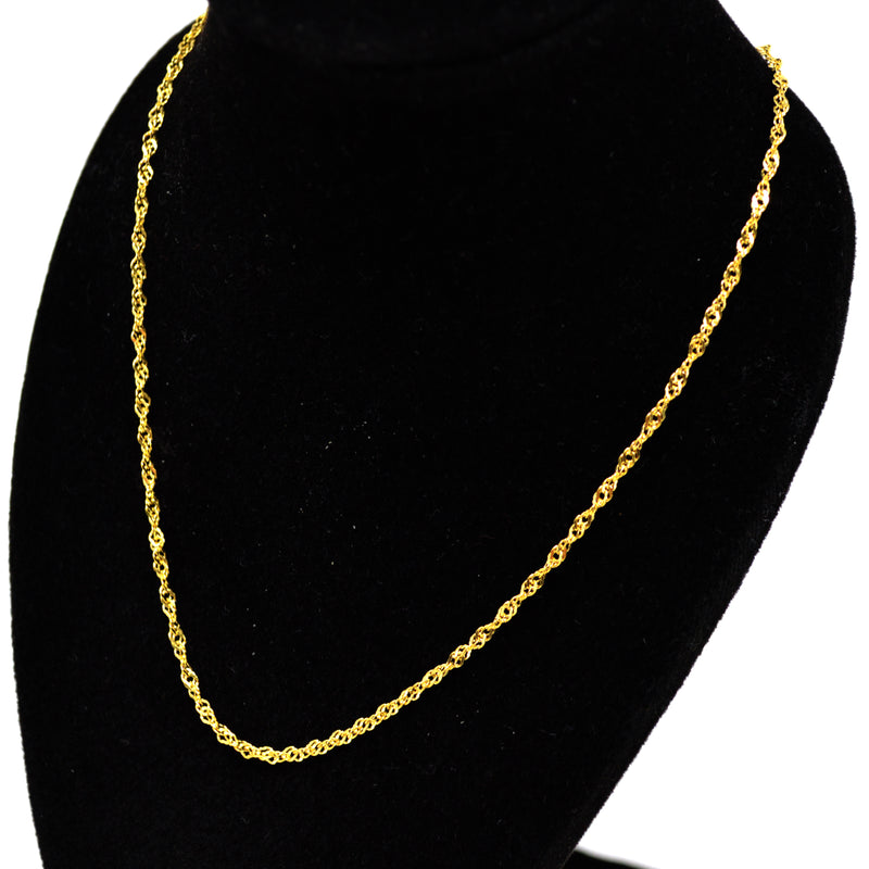 14k Gold over .925 Sterling Silver Chain Necklace Italy Jewel Vermeil (Width-1.4mm) (Water Wave Model)