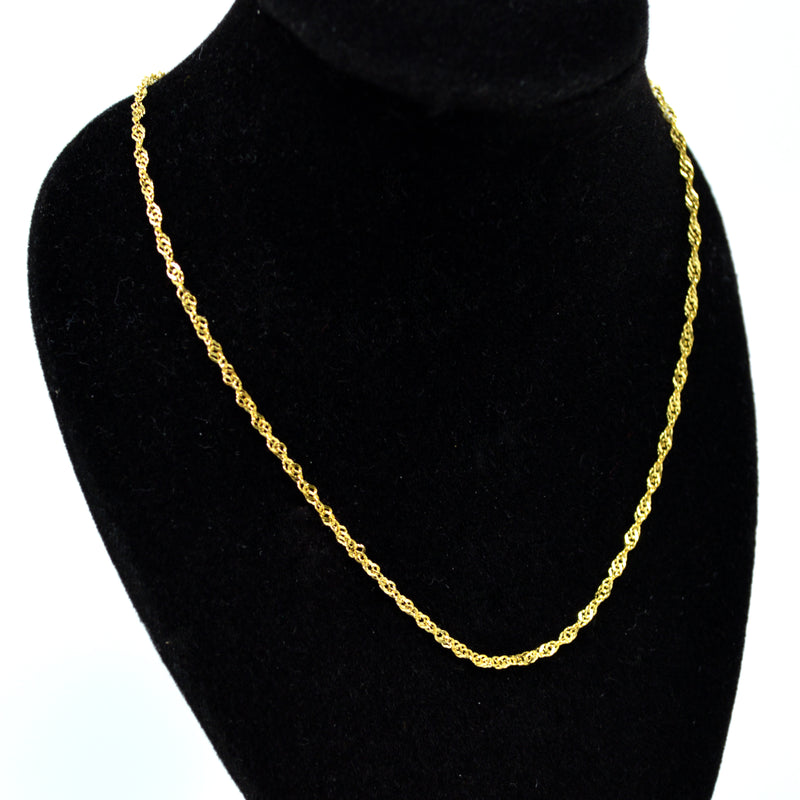 14k Gold over .925 Sterling Silver Chain Necklace Italy Jewel Vermeil (Width-1.4mm) (Water Wave Model)