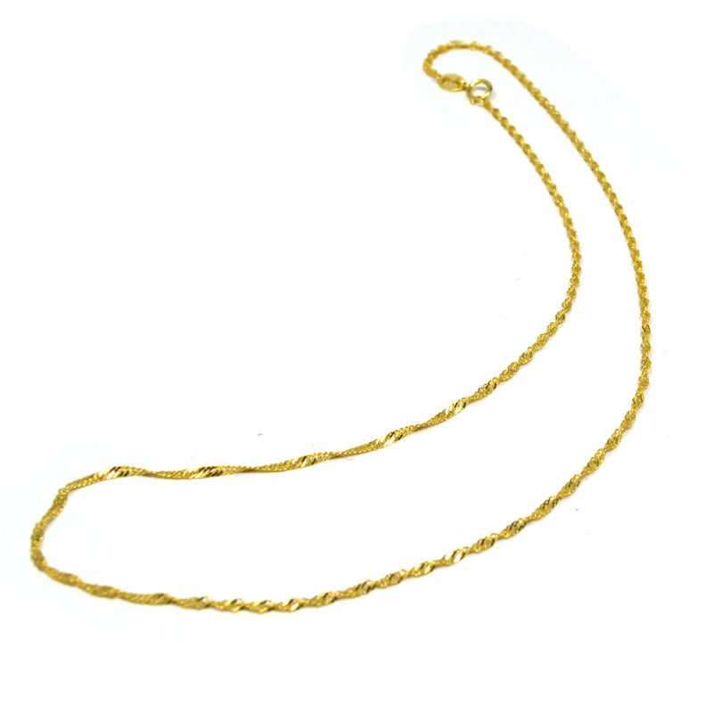 14k Gold over .925 Sterling Silver Chain Necklace Italy Jewel Vermeil (Width-1.4mm) (Water Wave Model)