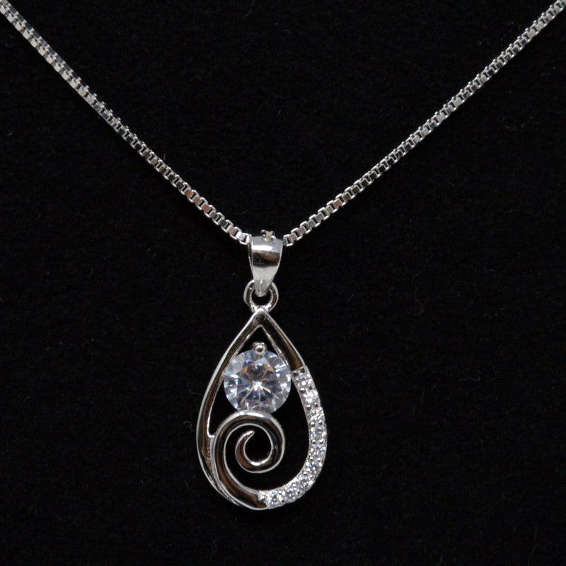 REAL SOLID SILVER 925 Classic Sterling Silver Necklace & Pendant Teardrop-043