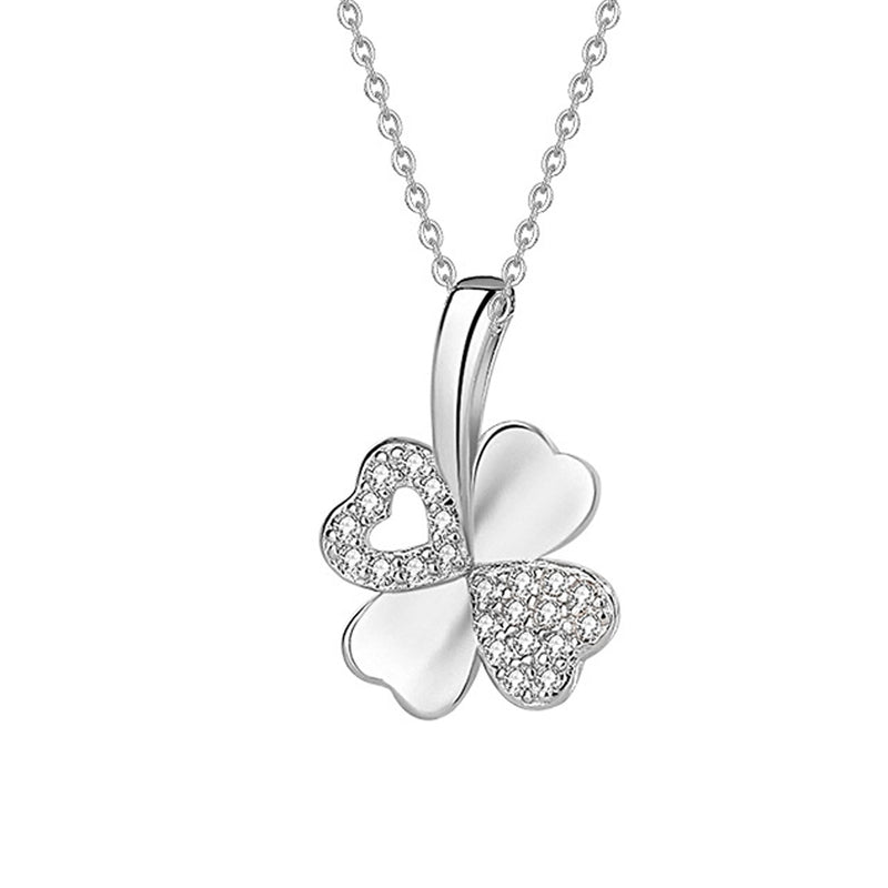 REAL SOLID SILVER 925 Classic Sterling Silver Necklace & Pendant Leaf Clover-083