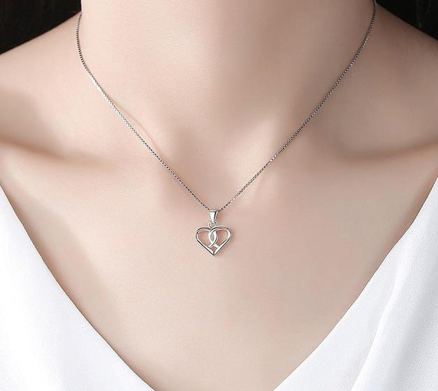 REAL SOLID SILVER 925 Classic Sterling Silver Necklace & Pendant  Heart-063