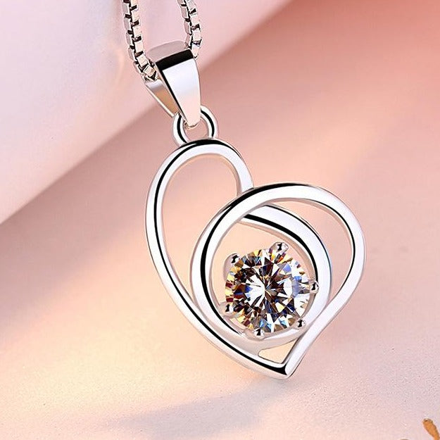 REAL SOLID SILVER 925 Classic Sterling Silver Necklace & Pendant Heart-049