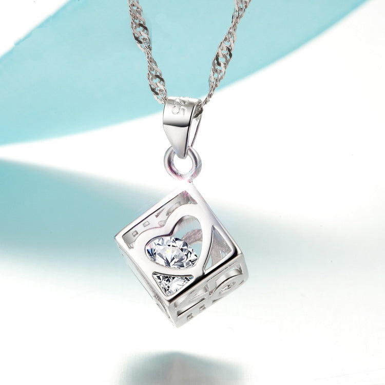 REAL SOLID SILVER 925 Classic Sterling Silver Necklace & Pendant Love Box-051