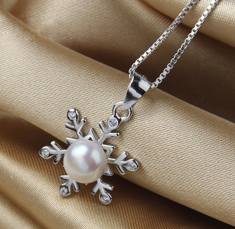 REAL SOLID SILVER 925 Classic Sterling Silver Necklace & Pendant Snowflake-017