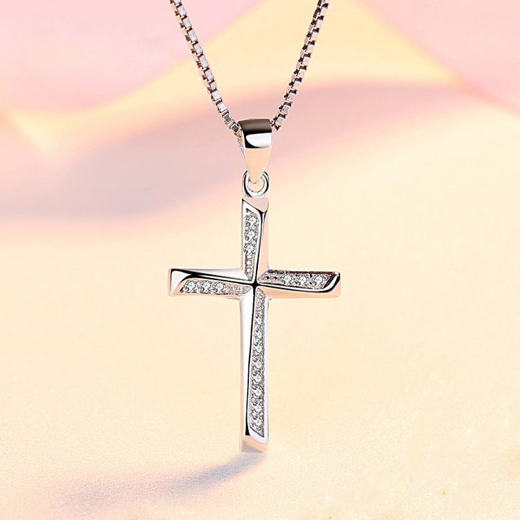 REAL SOLID SILVER 925 Classic Sterling Silver Necklace & Pendant Cross-021