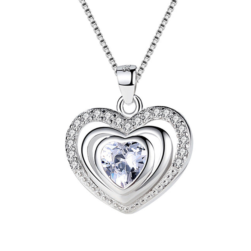 REAL SOLID SILVER 925 Classic Sterling Silver Necklace & Pendant Heart-055