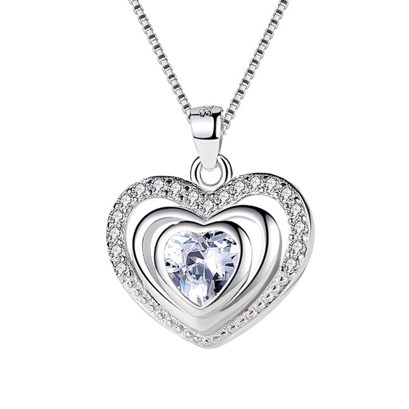 REAL SOLID SILVER 925 Classic Sterling Silver Necklace & Pendant Heart-055