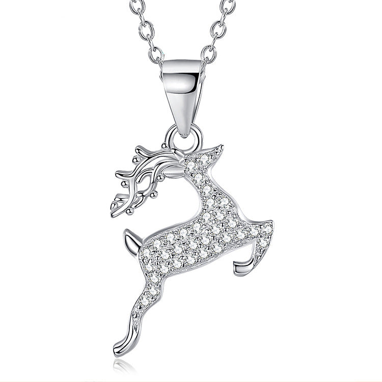 REAL SOLID SILVER 925 Classic Sterling Silver Necklace & Pendant deer -016