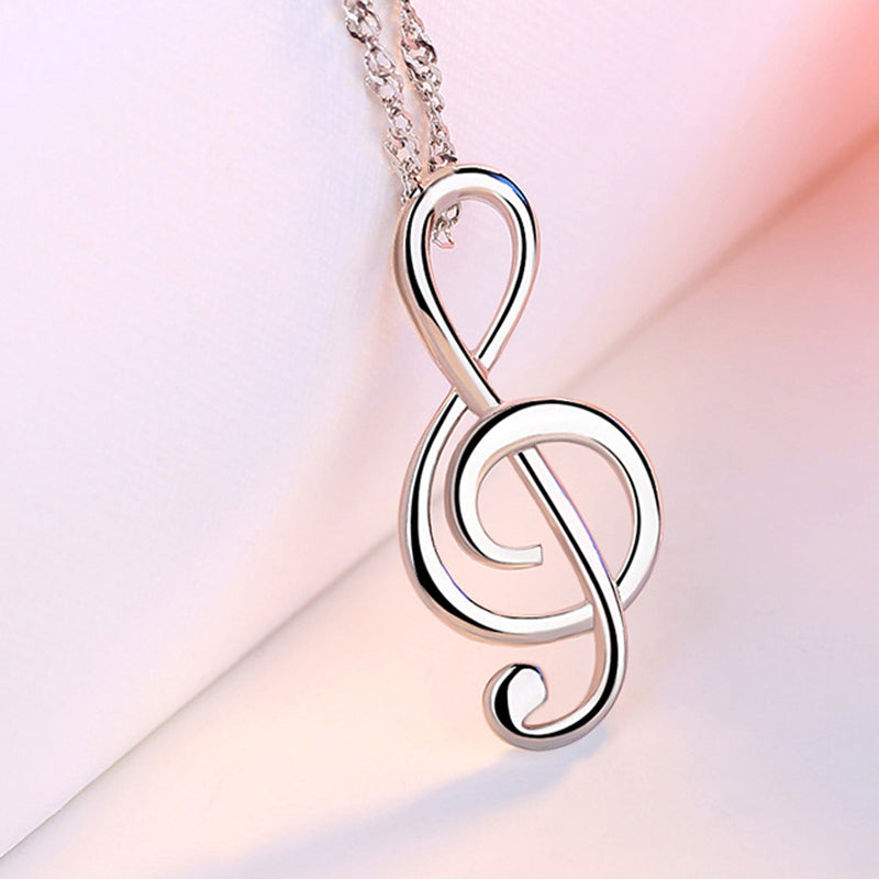 REAL SOLID SILVER 925 Classic Sterling Silver Necklace & Pendant Music Note-037