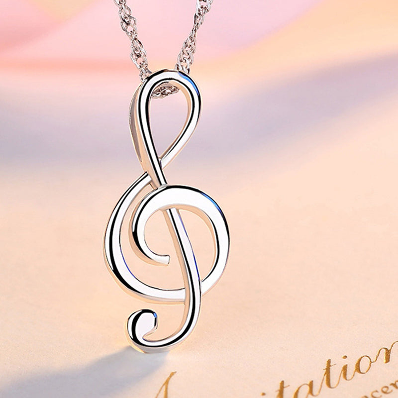 REAL SOLID SILVER 925 Classic Sterling Silver Necklace & Pendant Music Note-037