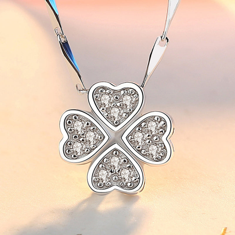 REAL SOLID SILVER 925 Classic Sterling Silver Necklace & Pendant Clover-085