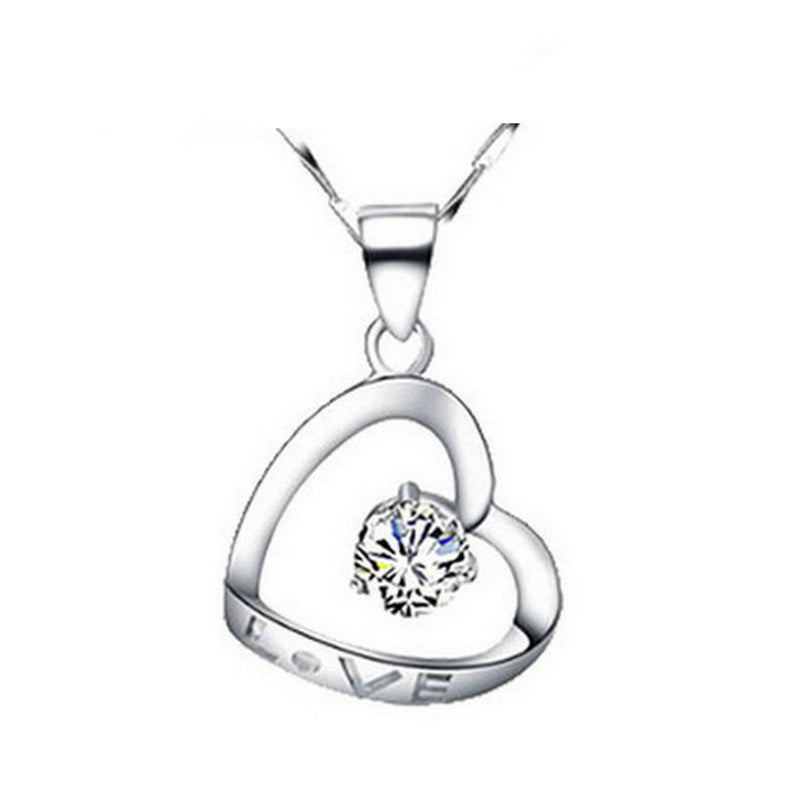 REAL SOLID SILVER 925 Classic Sterling Silver Necklace & Pendant Heart-062