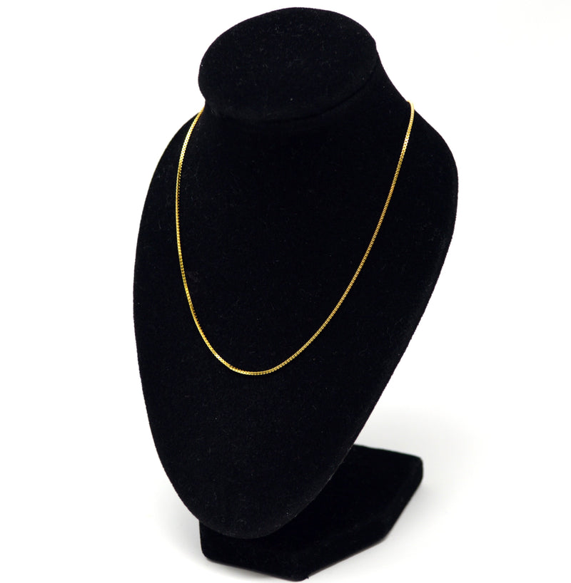 14k Gold over .925 Sterling Silver Chain Necklace Italy Jewel Vermeil (Width-1mm) (Box Model)