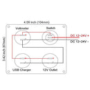 Dual USB Port Marine Boat Car RV Voltmeter 12V Socket 4 Hole Panel Switch Kit