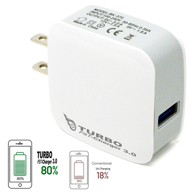 Fast Charge 18W QC 3.0 USB Wall Charger Adapter US Plug For iPhone/Samsung