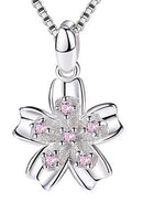 REAL SOLID SILVER 925 Classic Sterling Silver Necklace & Pendant Flower-089