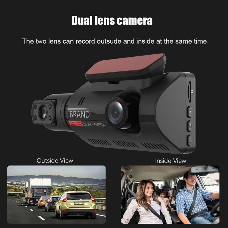 1080P Dual Lens Car DVR G-Sensor Dual Dash Cam Camera HD Front/Inside Recorder